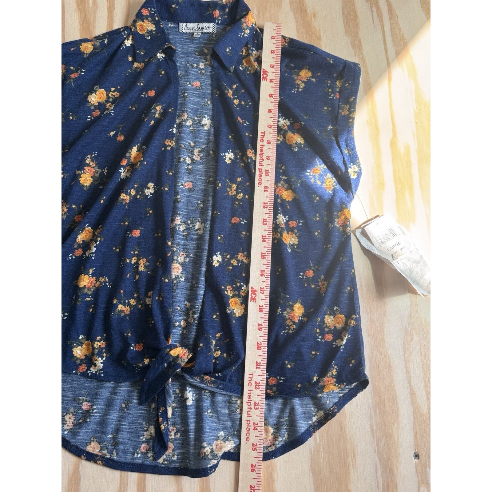 Crave Fame Almost Famous Womens Juniors Large Blue Floral Crop Lightweight Cover