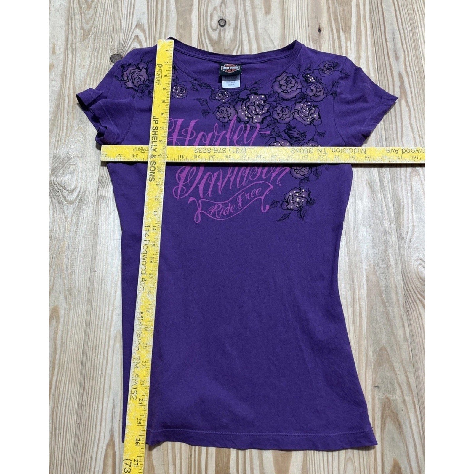 Harley Davidson Bagram Air Base Afghanistan T-Shirt Rhinestone Purple S 2015