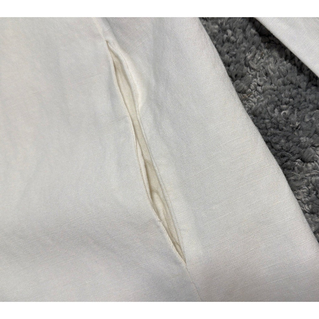 Women’s Annie Alexander Vintage Linen Blend White Lined Coat SZ 12