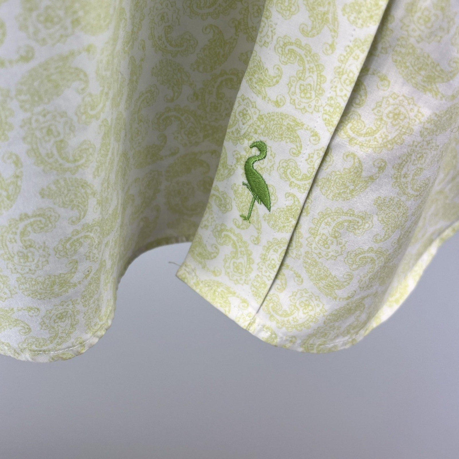 TAILORBYRD Men's Green Paisley Flakes Long Sleeve Button Down Shirt L EUC