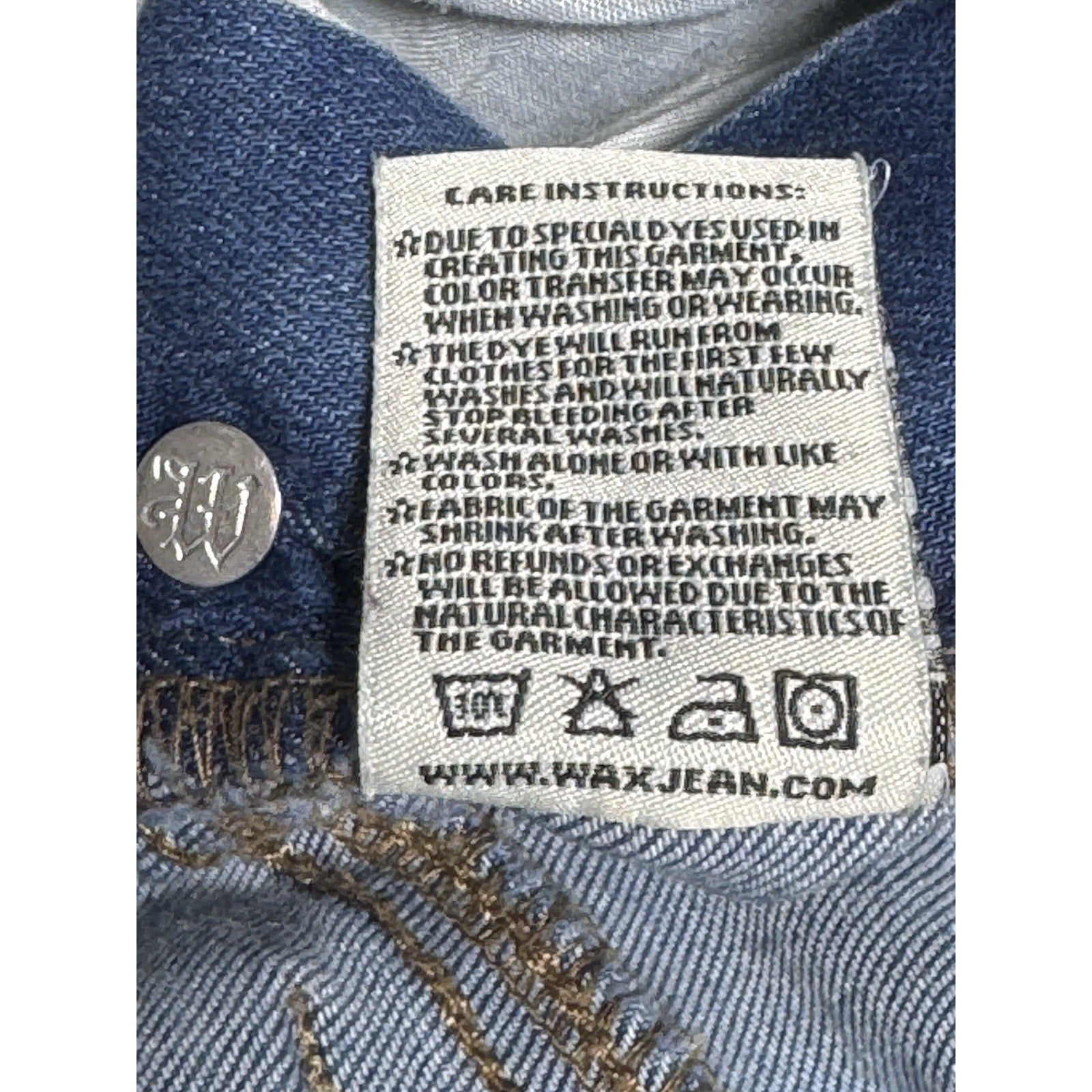 Wax Jeans Women's Factory Distressed Y2K Stretch Skinny Med Wash Overalls Size M