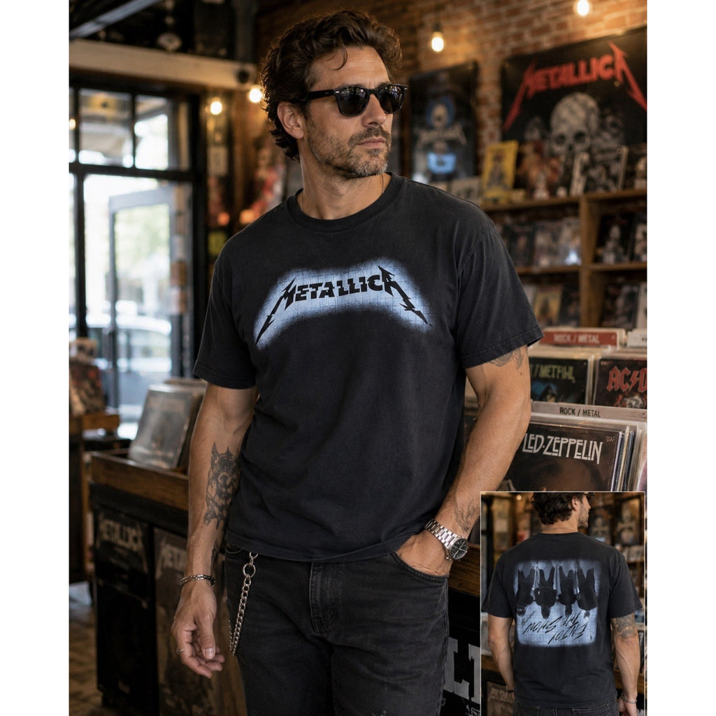 Metallica T Shirt Mens L Black Double Sided Band Graphic Made in Mexico Rock Tee