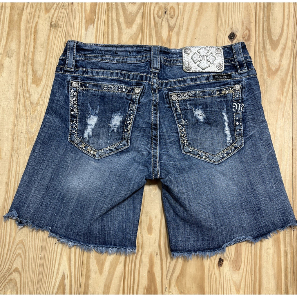 MISS ME Signature Shorts Womens Size 29 Blue Jean Denim Mid Rise Distressed