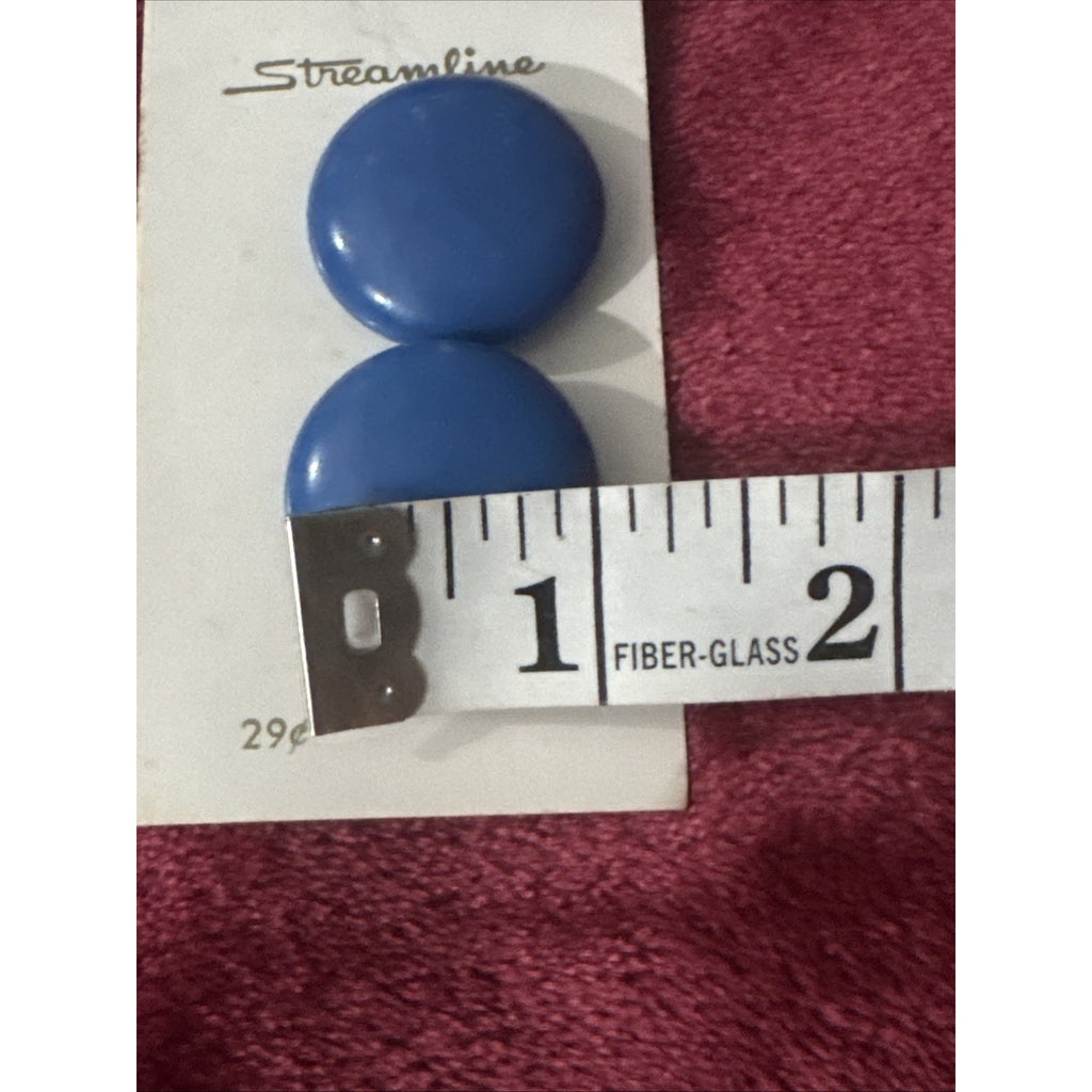 Vintage Streamline Blue Round Shank Buttons Lot of 4 NOS Original Cards 1 Inch