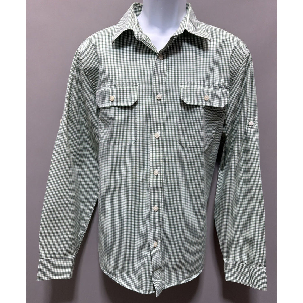 MICHAEL KORS DESIGNER BUTTON UP LONG SLEEVE SHIRT Mens L Gingham Check Preppy