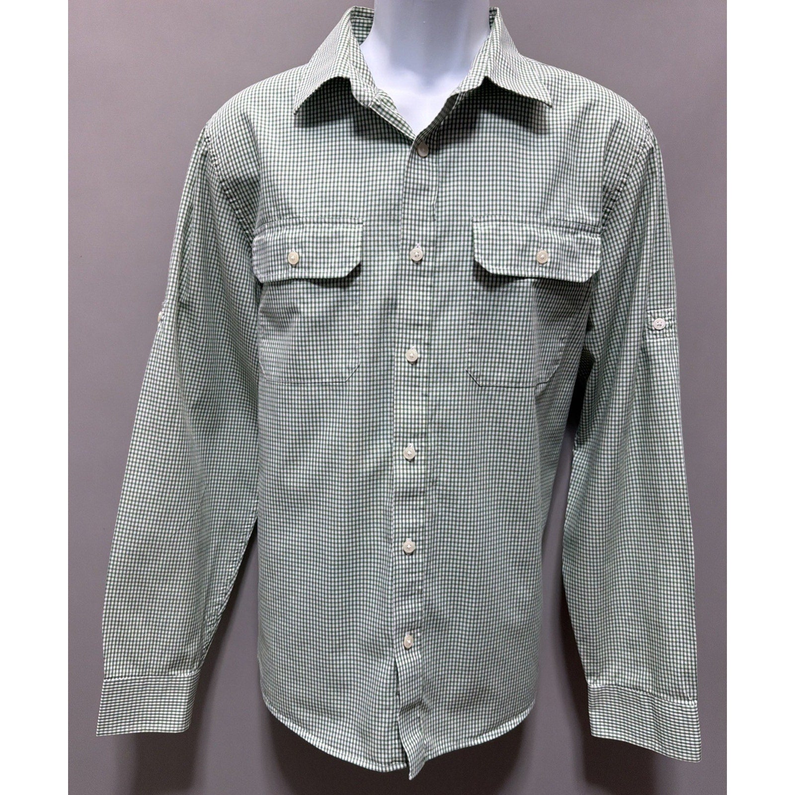 MICHAEL KORS DESIGNER BUTTON UP LONG SLEEVE SHIRT Mens L Gingham Check Preppy