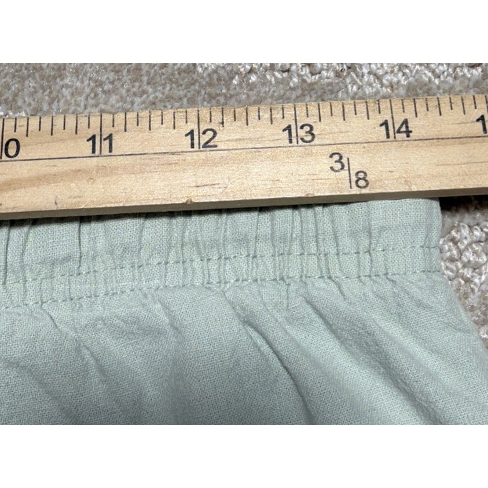 Vintage Capacity Linen Drawstring Crop Capri High Rise Pants Ruffle Hem SZ S