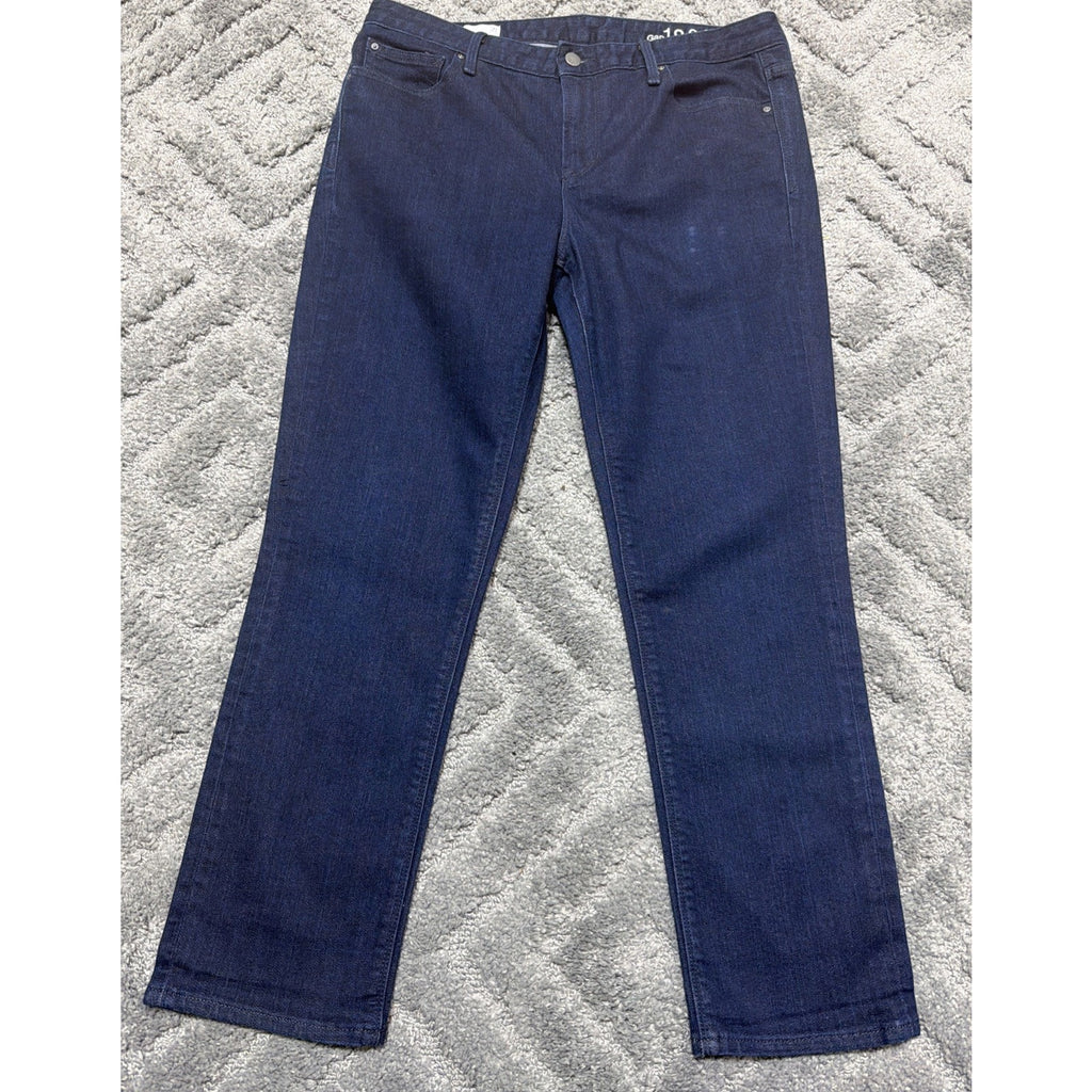 Gap 1969 Womens Real Straight Blue Jeans Size 31 Resin Rinse Mid Rise 960059