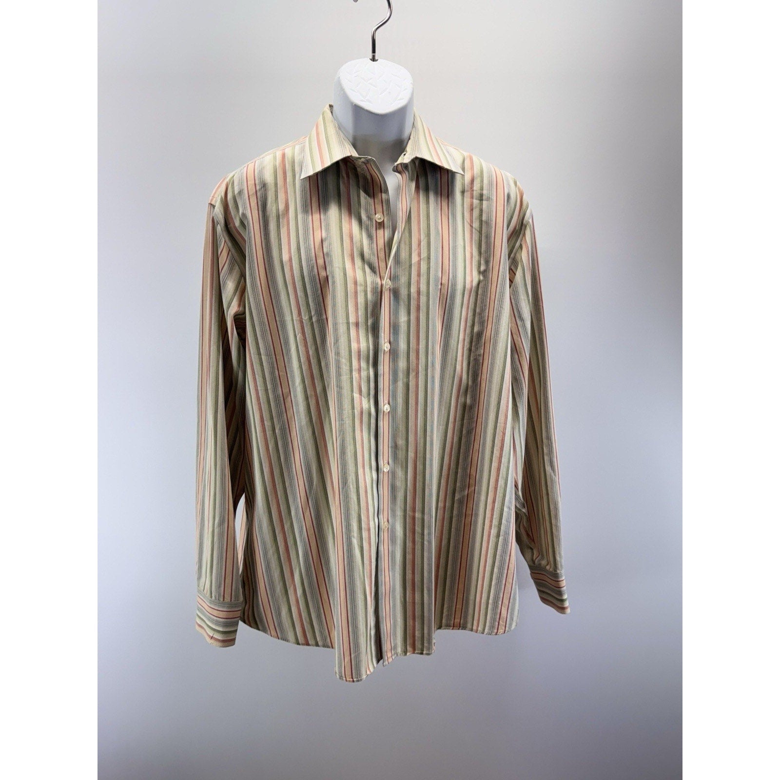Claiborne Striped Green Wrinkle Free Modern Fit Men’s Size XL
