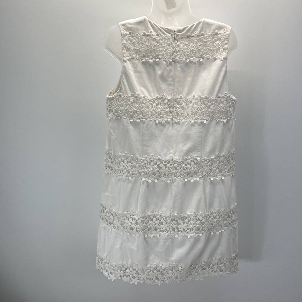 J. Crew Women’s White Embroid Lace Lined Dress Chiffon Trims Size 12