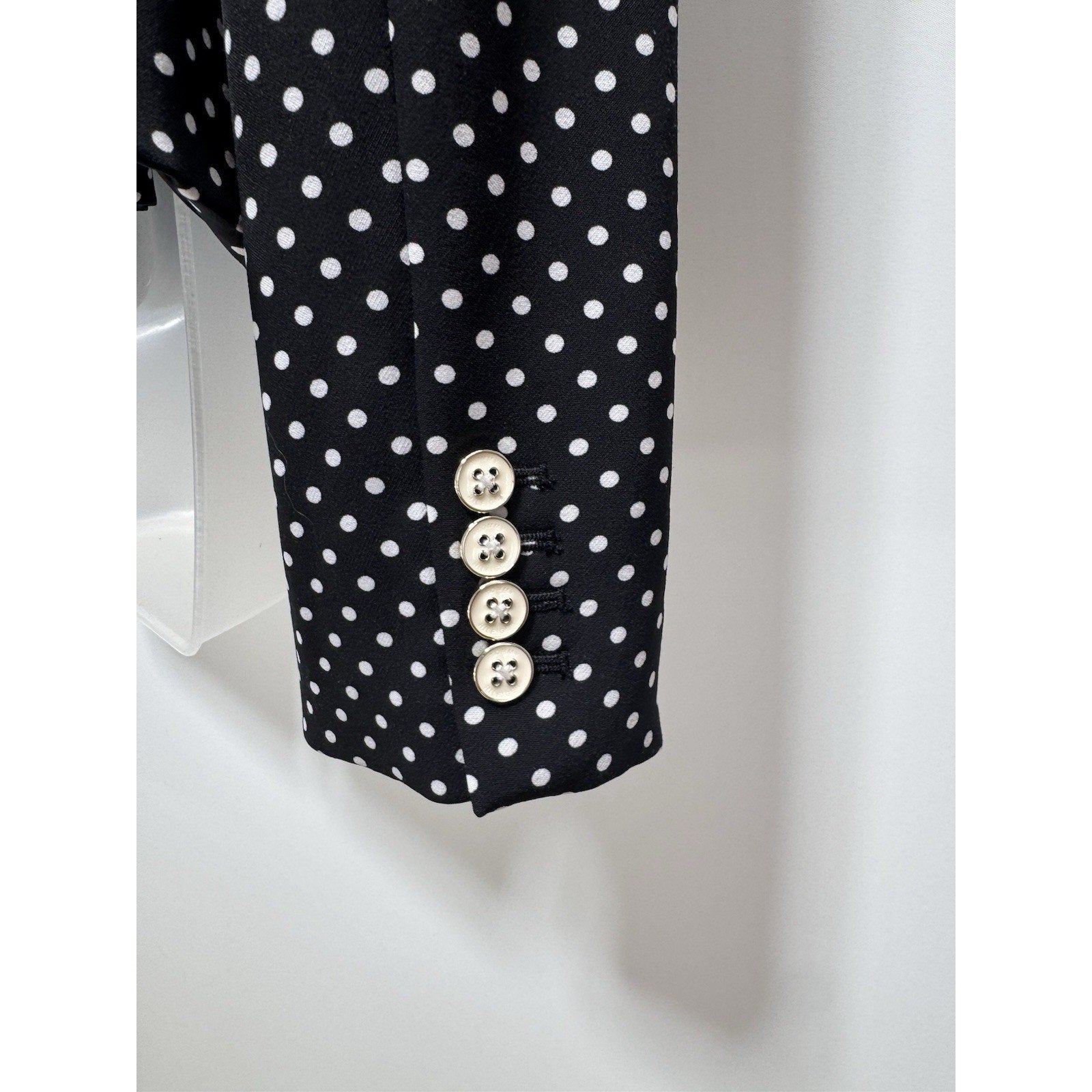 Tommy Hilfiger Blazer Black White Polka Dots Preppy Classic Women’s size LP