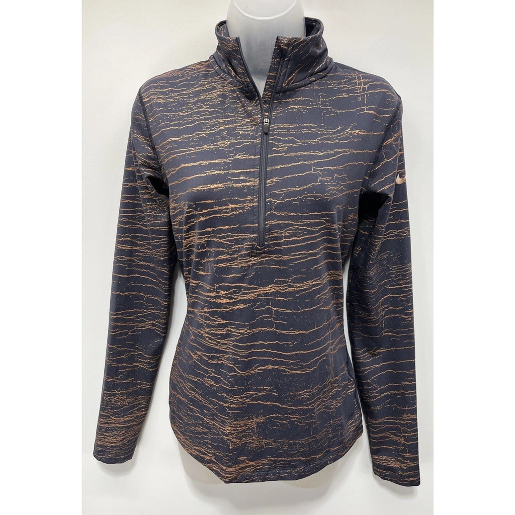 Nike Pro DriFit HalfZip Pullover Activewear Top Metallic Blue Copper Womens M