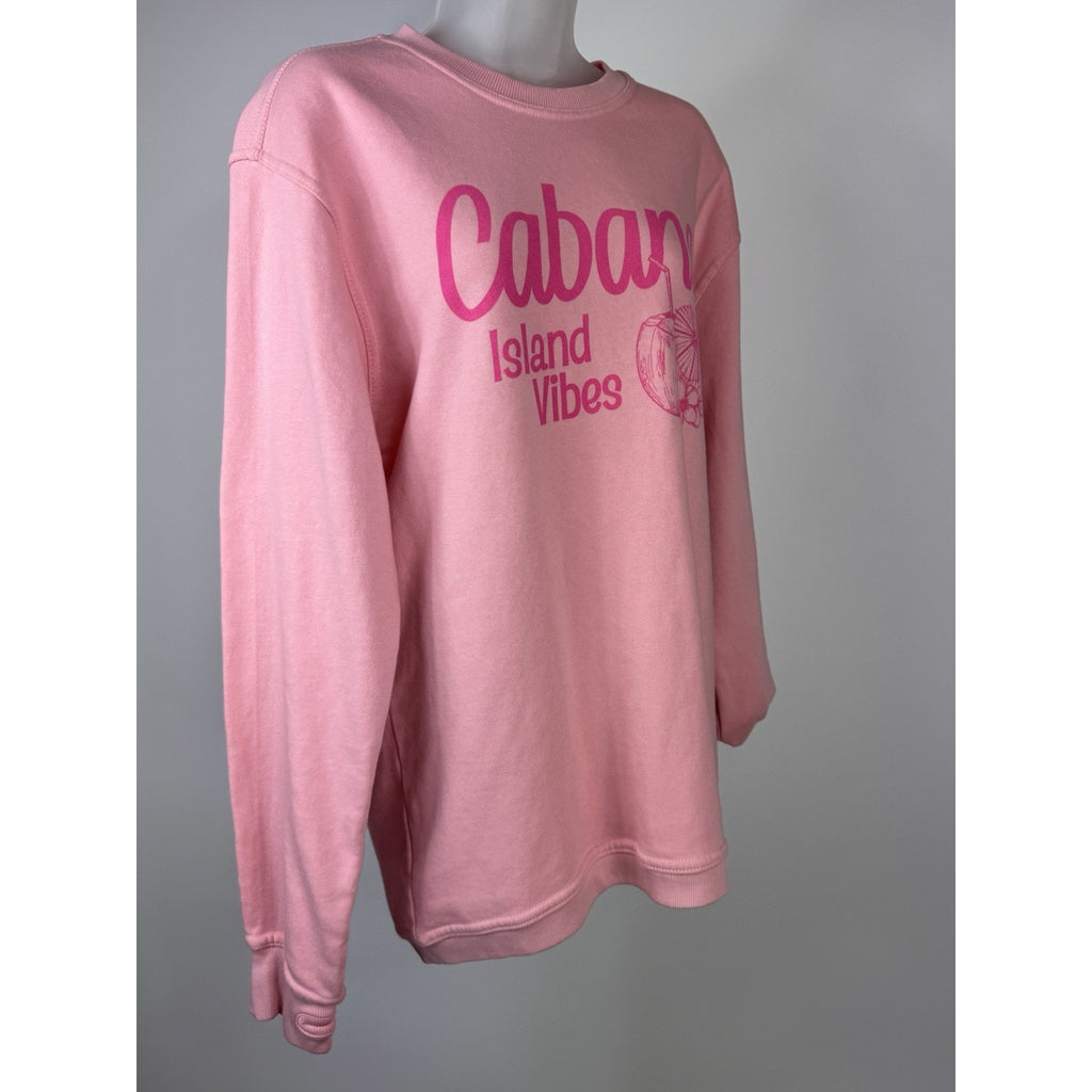 Womens Royce Pink Long Sleeve Cabana Island Vibe Sweatshirt Large Oversized