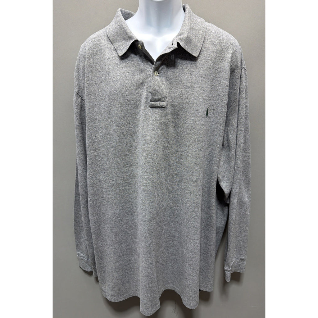 Polo Ralph Lauren Shirt Mens 4XLT Gray Embroidered Logo Casual Preppy Golf