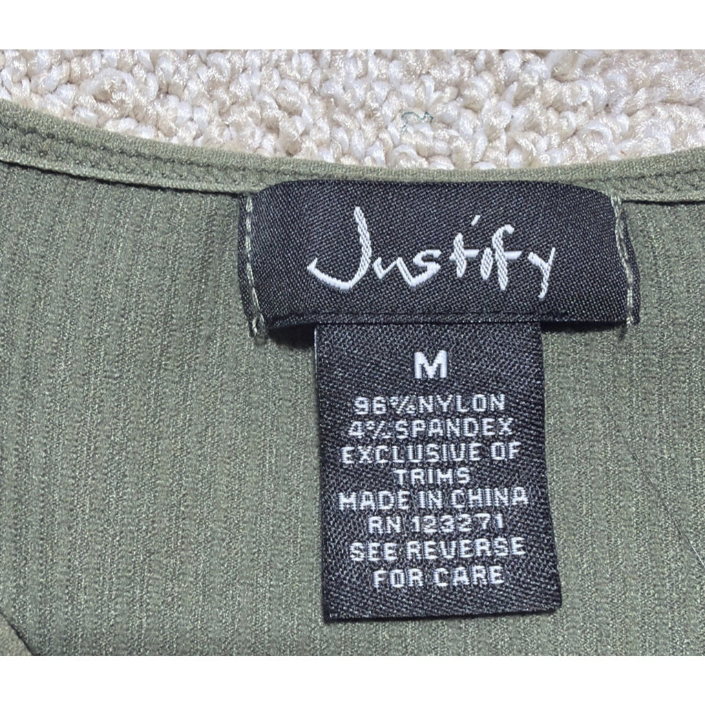 Justify Long Sleeve Seamless Henley Dusty Olive Women’s M Stretch NWT