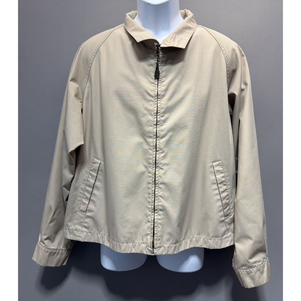 Vintage 90s London Fog Harrington Khaki Combed Cotton Jacket Size 46 Made USA