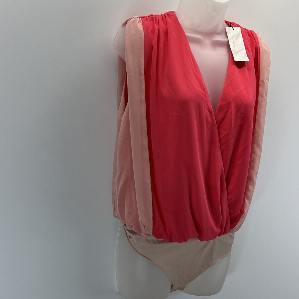 NWT Strut And Bolt Los Angeles Color Block Chiffon Lined Body Suit Size Large