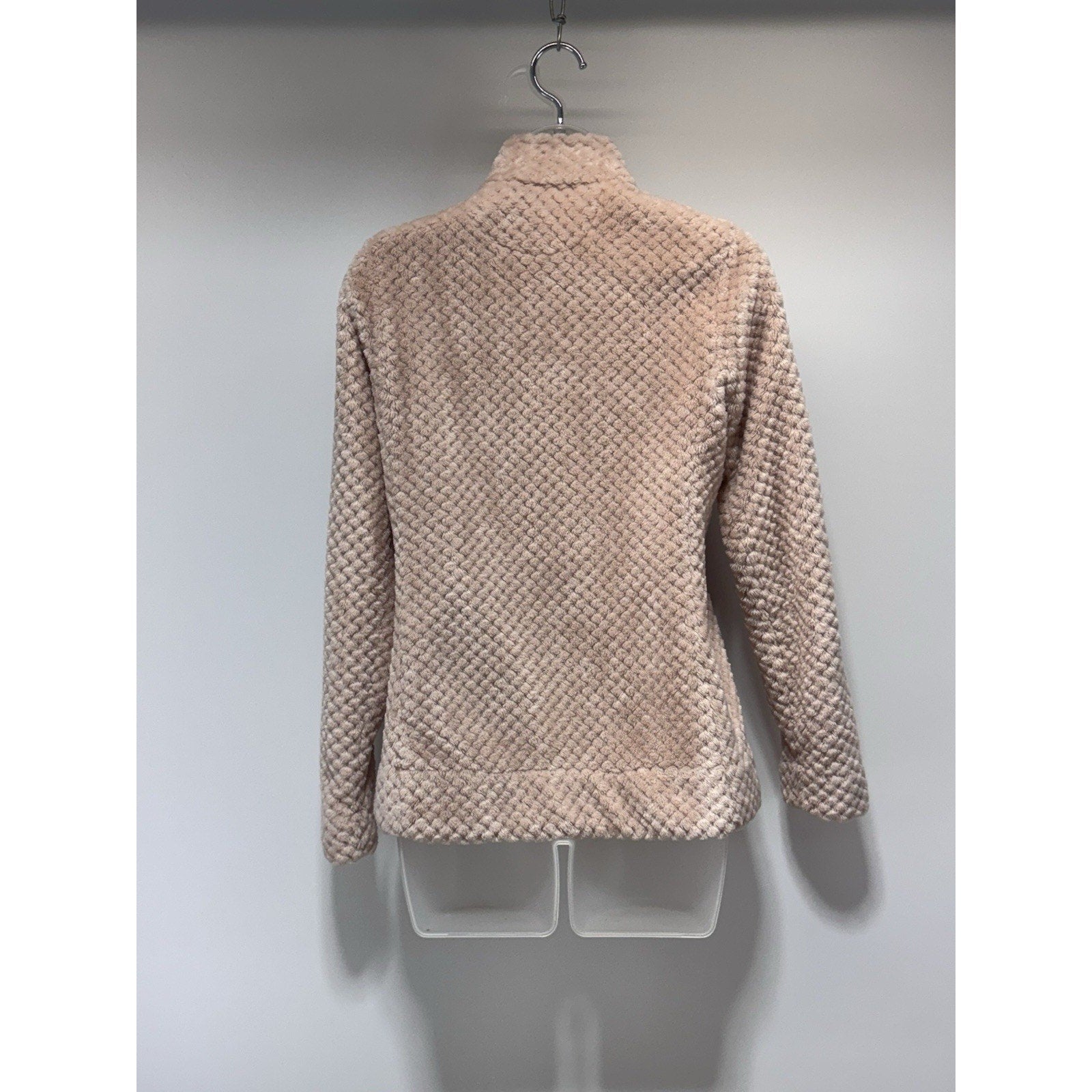 Calvin Klein Pink Plush Gold Zippers Jacket Women’s Size X-Small