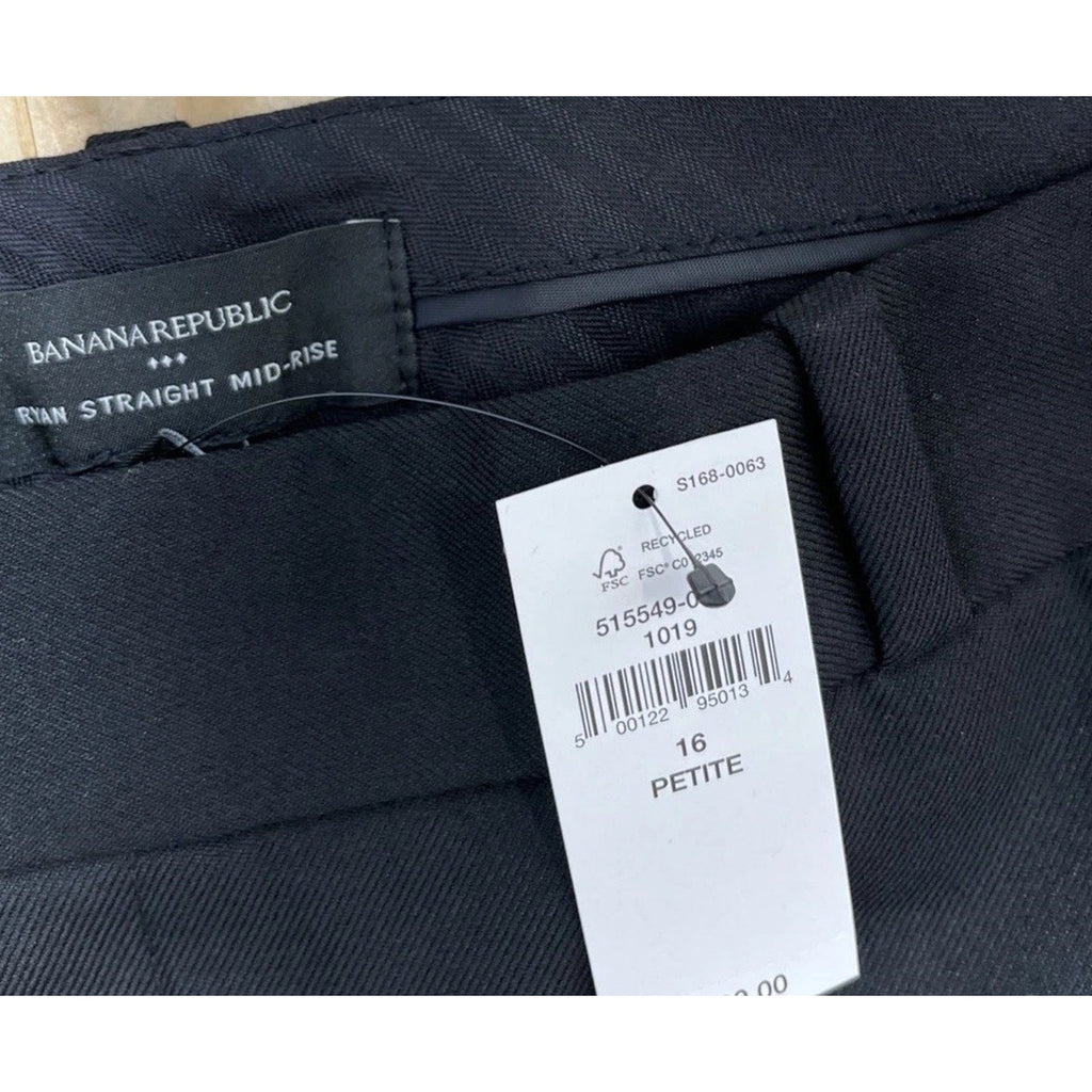 NWT Banana Republic Women’s 16P Ryan Fit Black Dress Pants Mid Rise Straight Leg