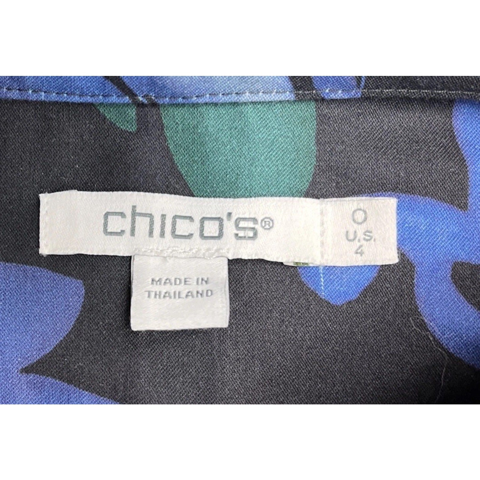 Chico's No Iron Top Women’s Long Sleeve Button Up Black Floral Paisley Size 0 S