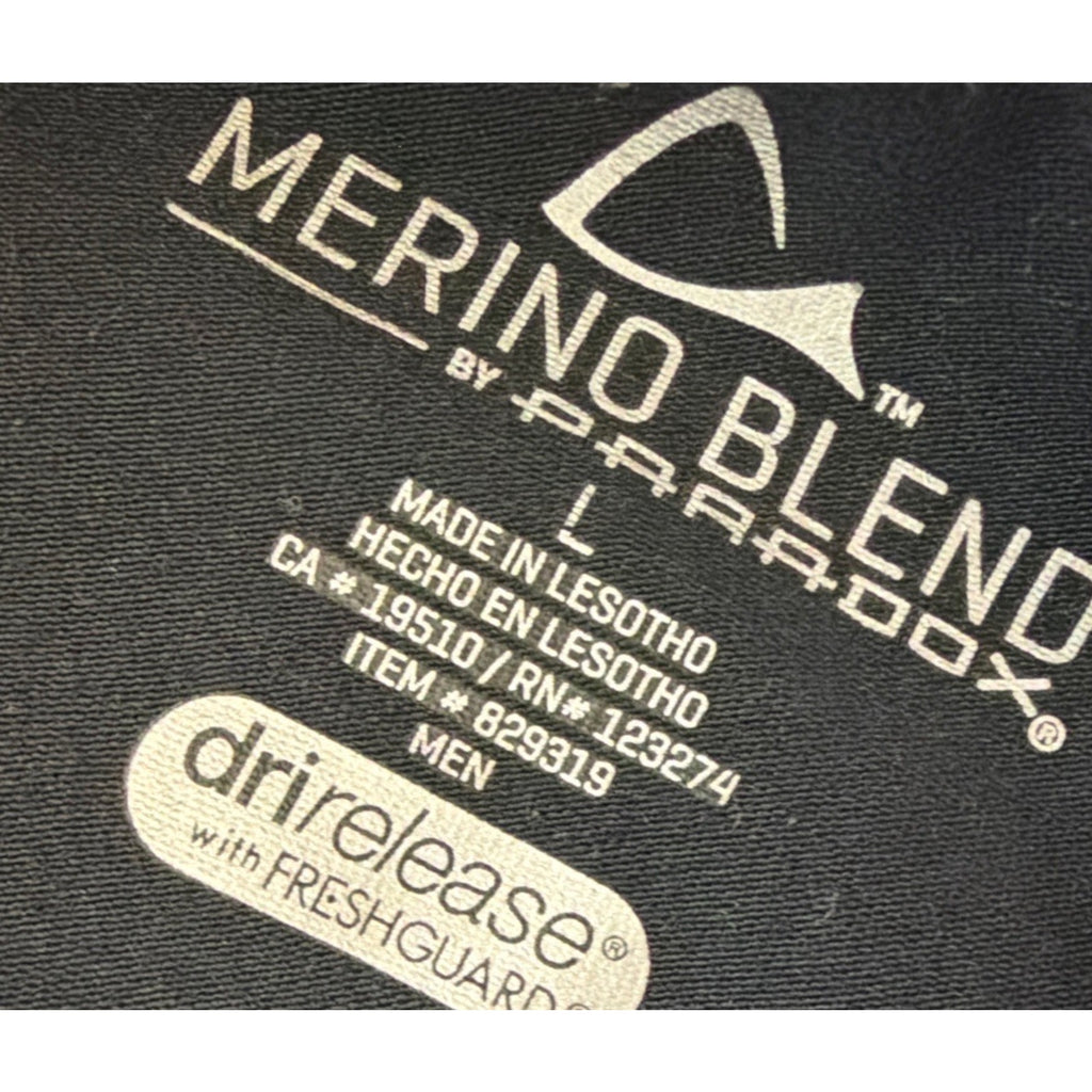 Paradox DriRelease Men L Black Lightweight Merino Blend Sweater 1/4 Zip Pullover