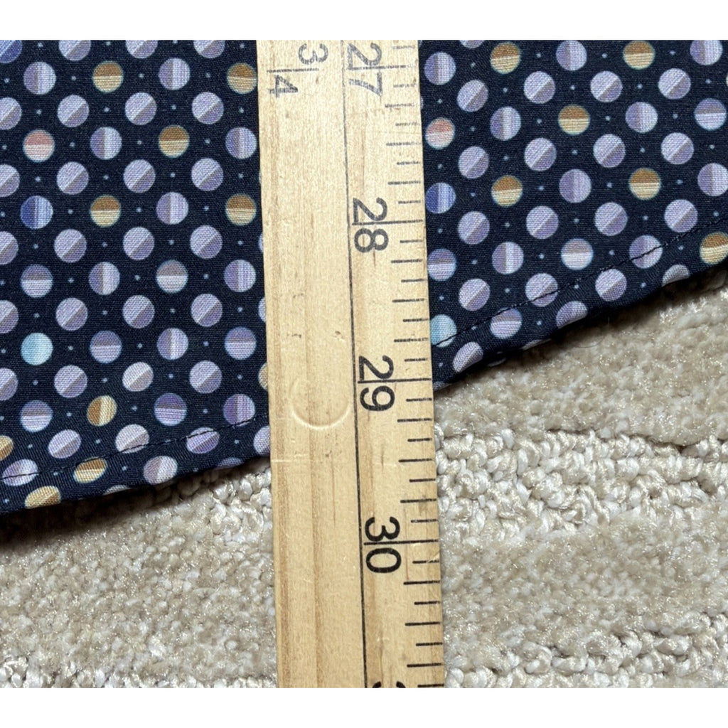 LUGANO Switzerland Multi Color Dot Print Button Down Dress Shirt Stretch Size L