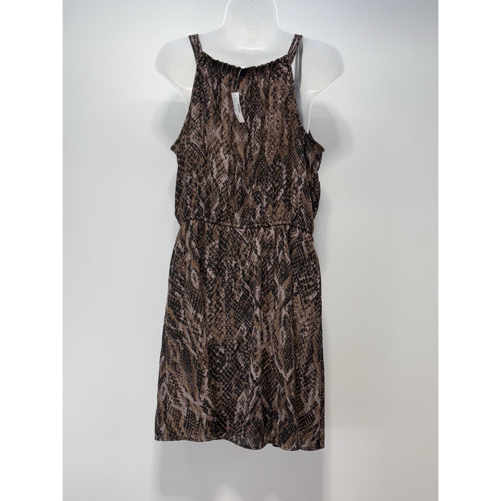 Maurices Snakeskin Elastic Waist Lined Dress Brown Women’s Size Medium NWT