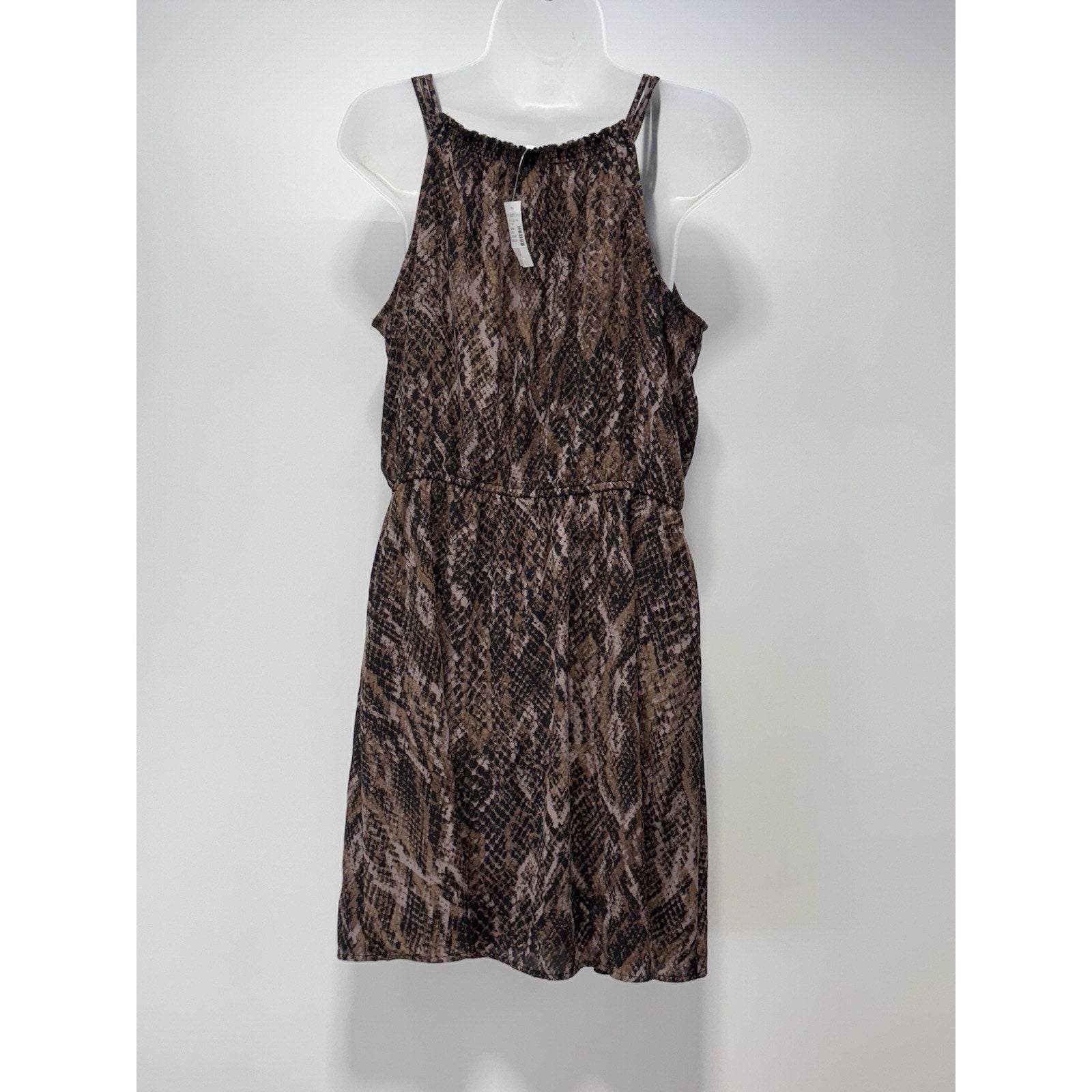 Maurices Snakeskin Elastic Waist Lined Dress Brown Women’s Size Medium NWT