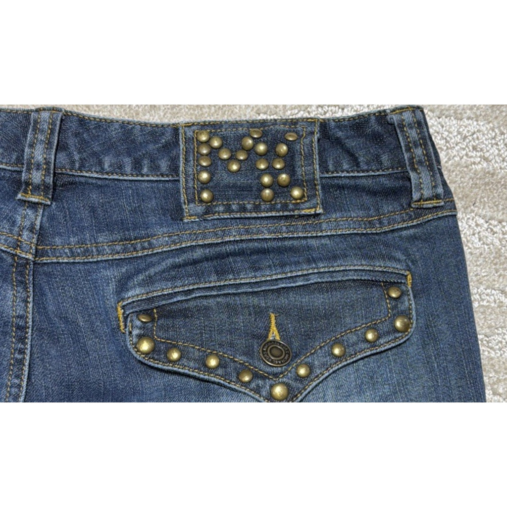 Michael Kors Y2K Studded Flap Pocket Denim Blue Jeans Bootcut Women’s 10 Stretch