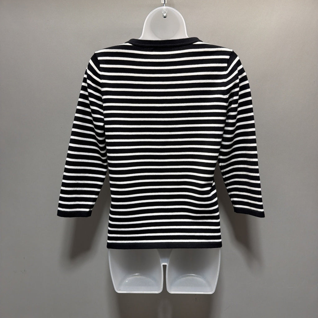 Ralph Lauren RLL Navy blue stripe Sweater V neck pullover Nautical VTG SIZE S