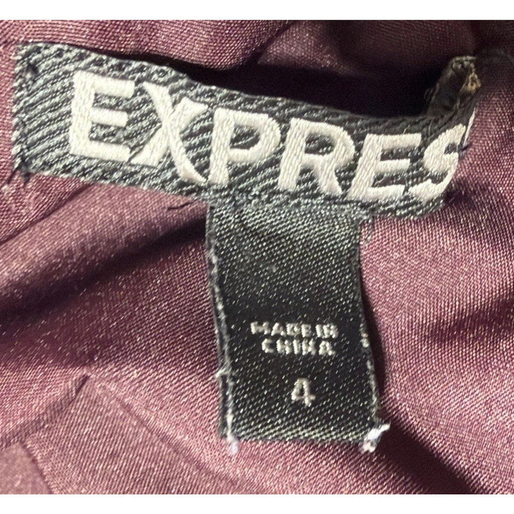 Express Burgundy Wine Purple Red Laser Cut Floral Flare Zip Up Mini Skirt Size 4