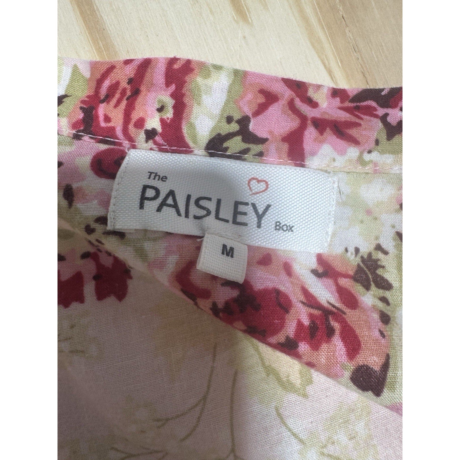 Paisley Box Women’s Medium Pink Floral Wrap Dress Belted 3/4 Sleeve Cottagecore