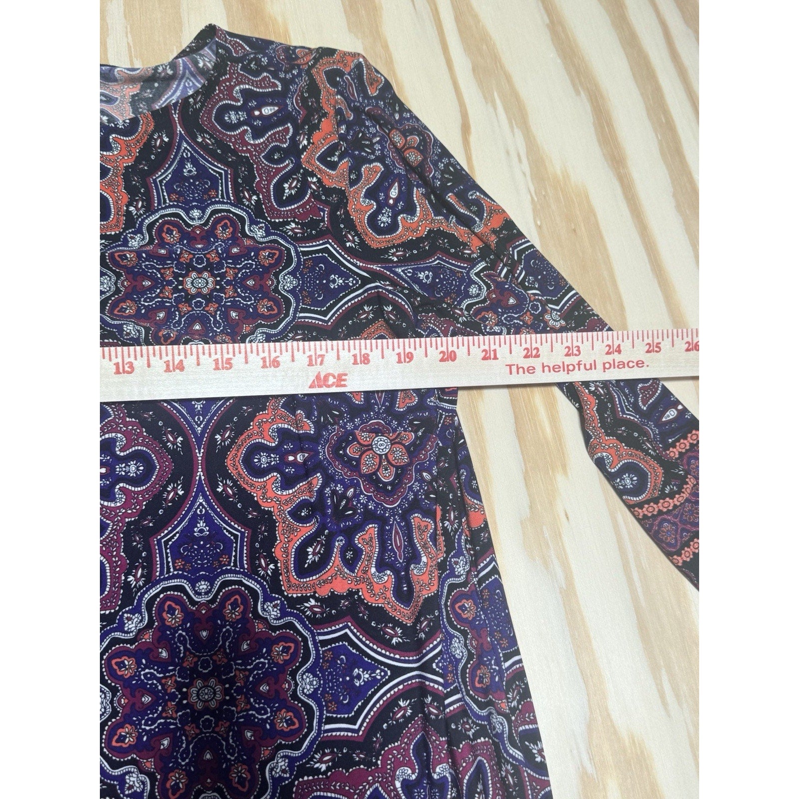 Wisp Women's 14W Dress Boho Mandalas Stretchy Black Orange Festival Purple NWT