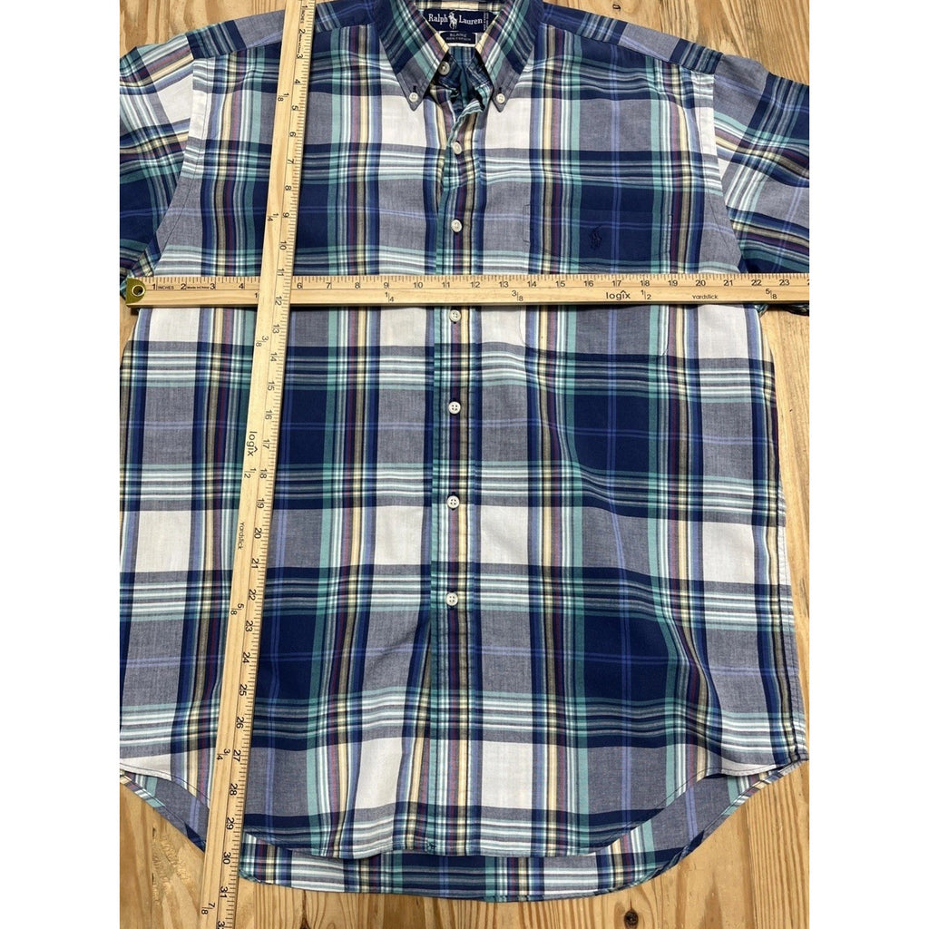 ralph lauren mens shirt medium Blaire 100% cotton Plaid Classic Preppy