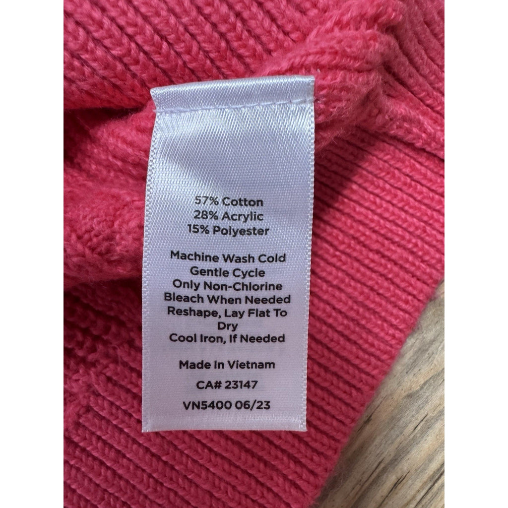 Talbots Sweater Pink Pullover Cable Knit Long Sleeve Button Shoulder Women’s S