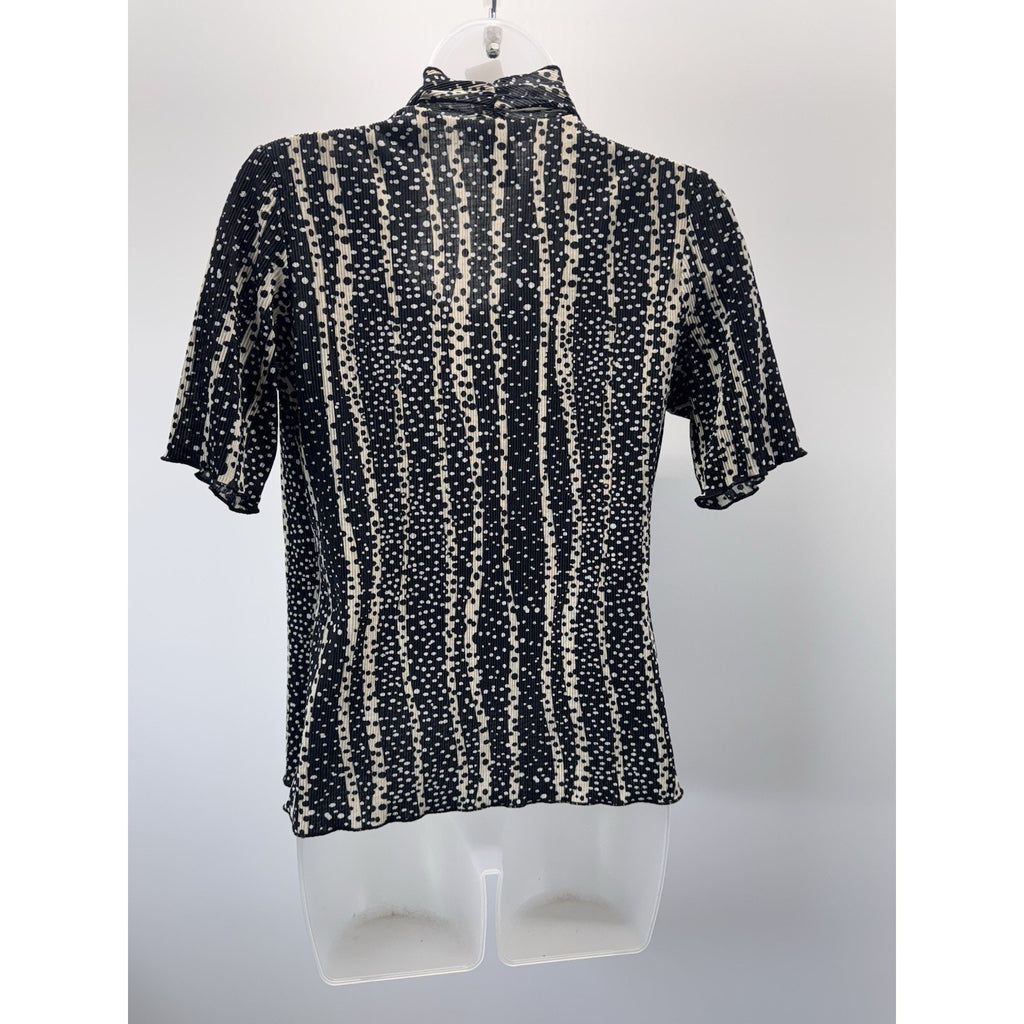 Notations Shirt Women’s Petite S Short Sleeve Layered Cardigan Tank Cream Black