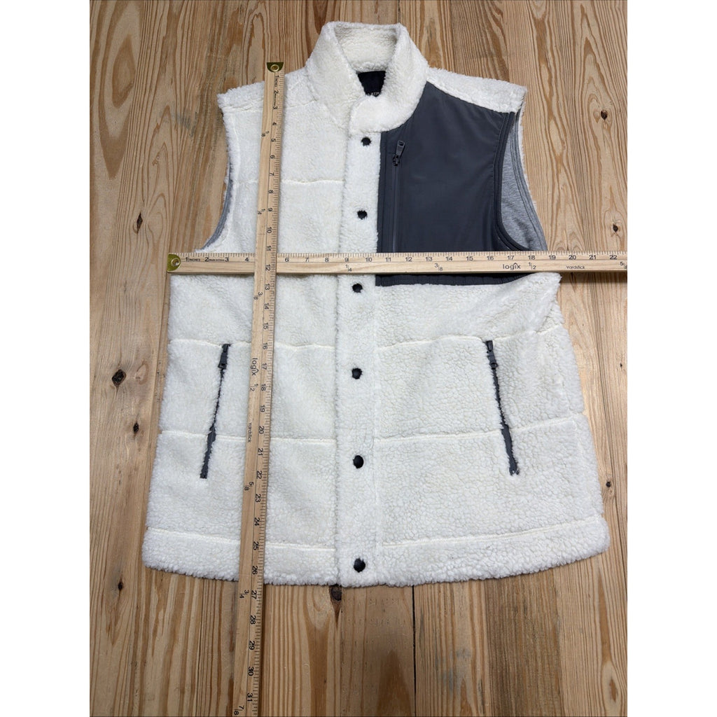 Men Banana Republic White / Cream / Ivory Sherpa Fleece Vest Size Medium