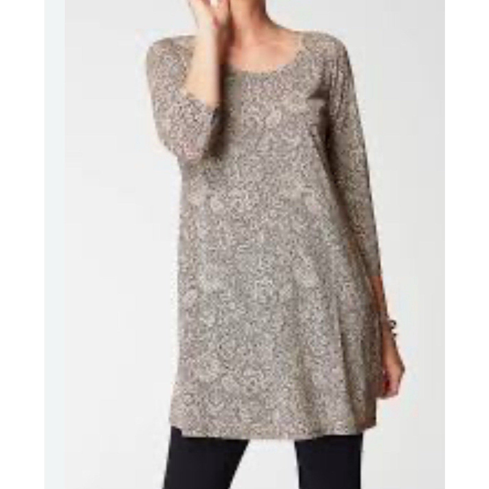 J. Jill Black Gray Tunic Ballet Sleeves Floral Print Women’s Size Small NWT