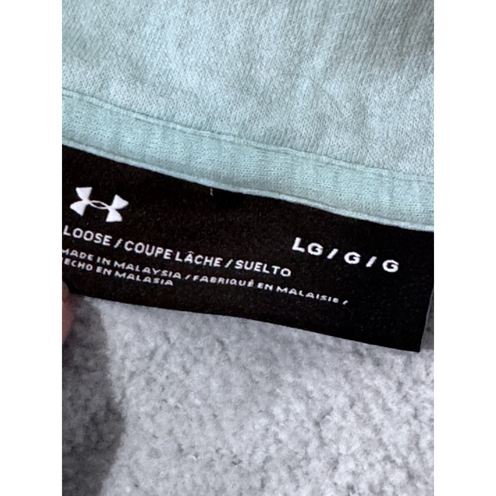 Under Armour Womens Quarter Zip Sweatshirt Fleece Large Mint Green Logo on Back