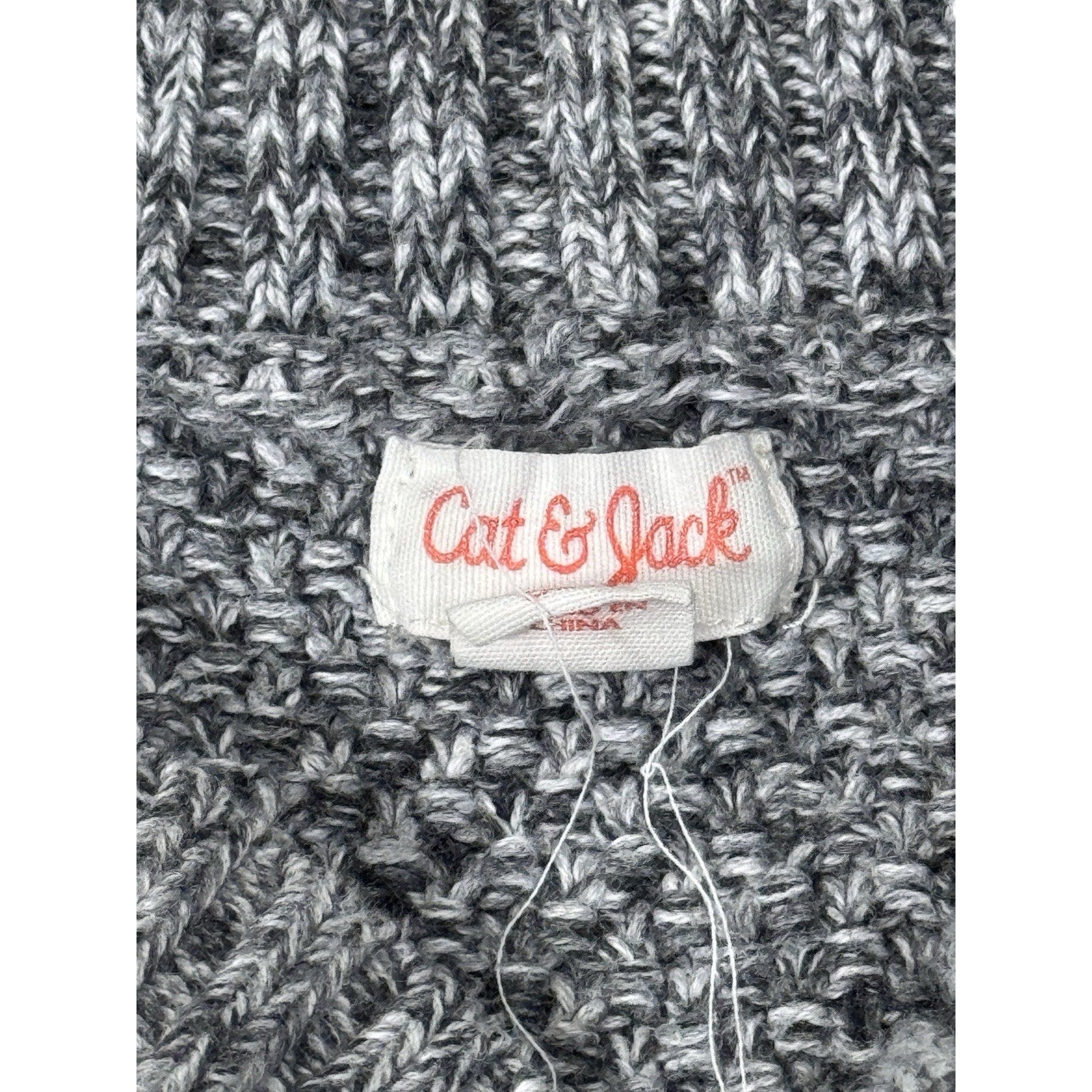 Cat & Jack Boys Size XS (4/5) Gray Shawl Collar Cable Knit Cardigan Sweater