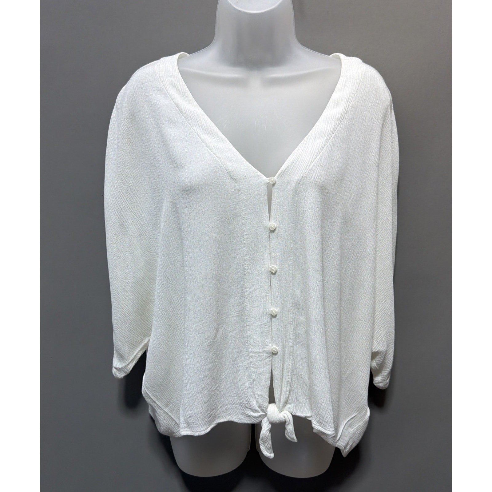 Express Women’s Sheer White Button Down Cover Up Blouse Size Med Gorgeous Versat