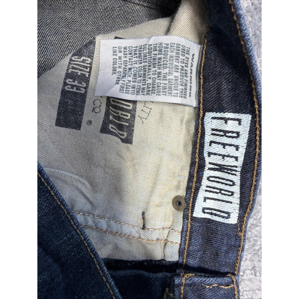 Free World Size 33 Dark Blue Denim Skinny Fit Jeans Men's Messenger