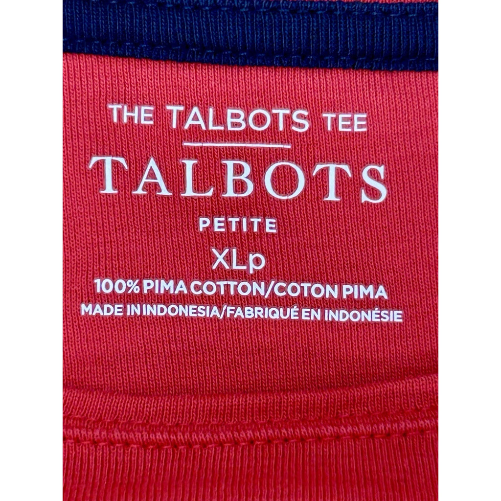 Women's Red Talbots Long-sleeved 100% Pima Cotton Tee EX-LARGE PETITE.
