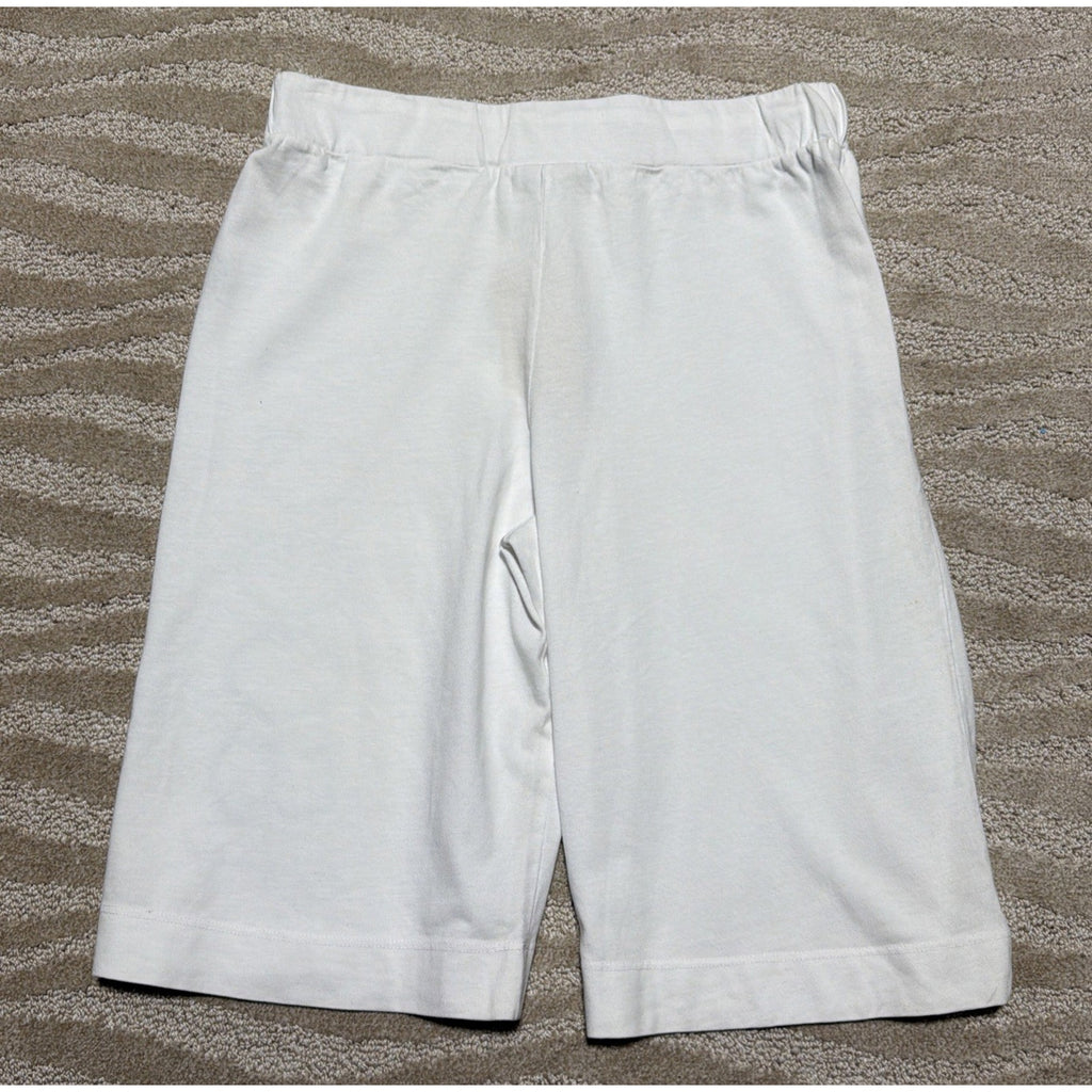 Womens White Bold Spirit Knit Jersey Bermuda Shorts. Size L NWT Made USA