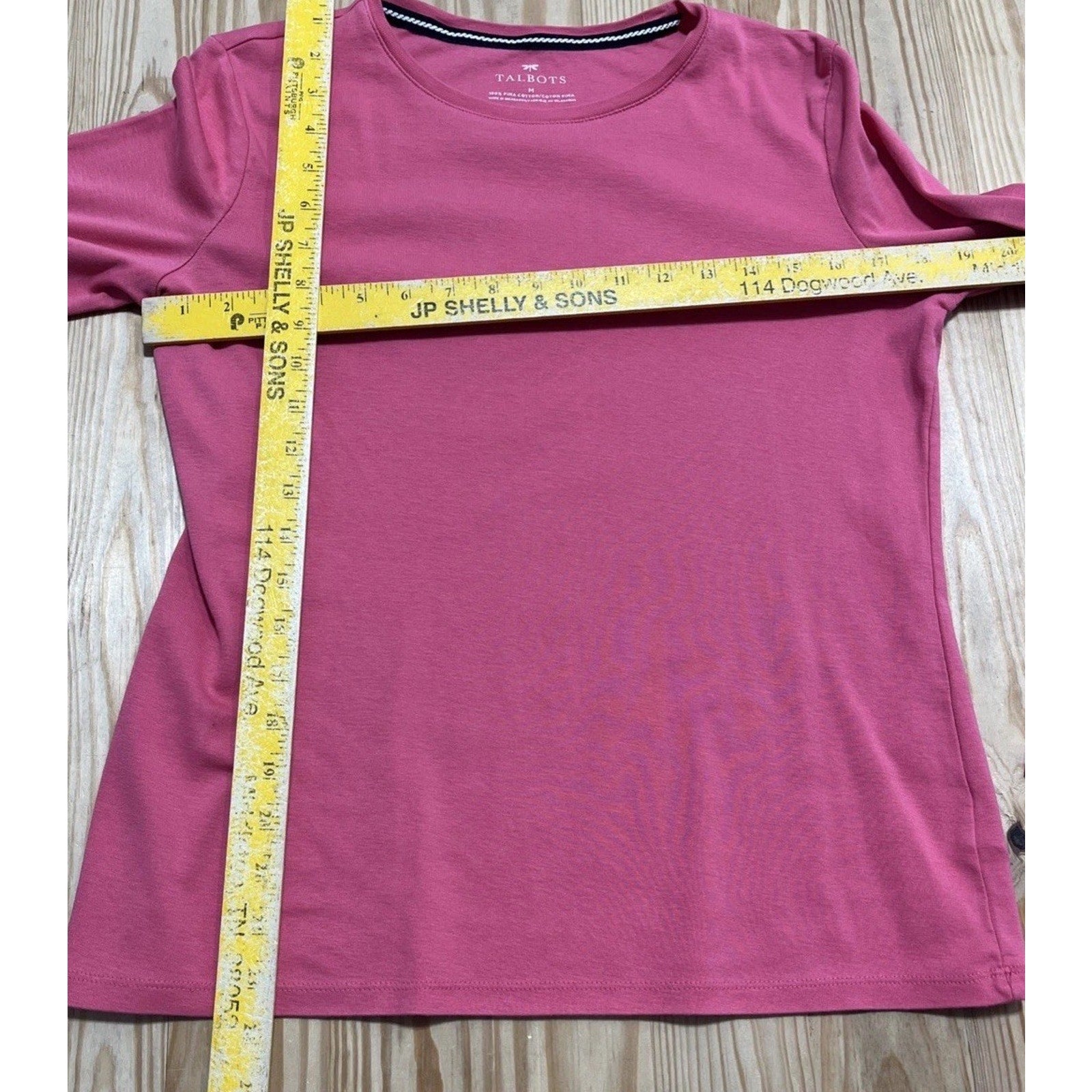 talbots womans pink long sleeve blouse pima cotton size M