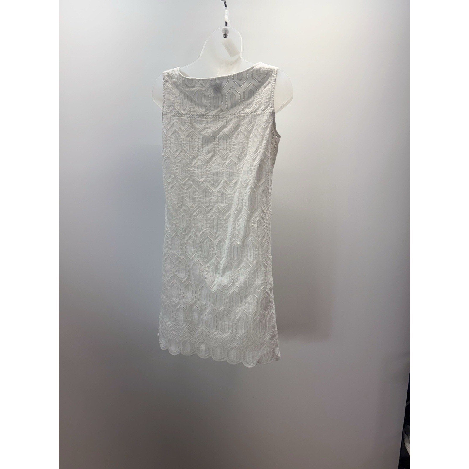 Ann Taylor White Sleeveless Eyelet Cotton Dress Women’s Size 4 Cotton