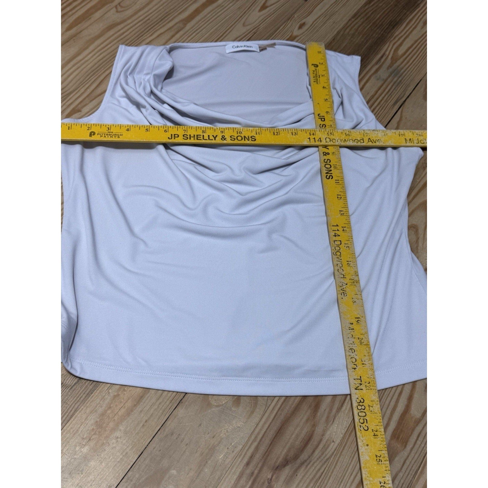 Calvin Klein Draped Neckline Sleeveless Knit Top White Women’s Size XL
