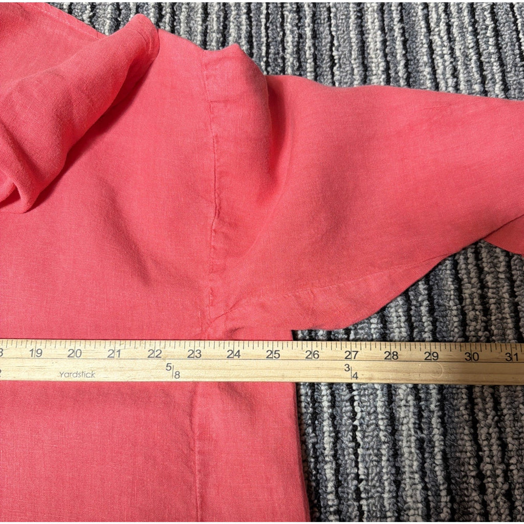 La Fixsun Women M Coral 100% Linen Cowl Neck Lagenlook Tunic Top Made USA