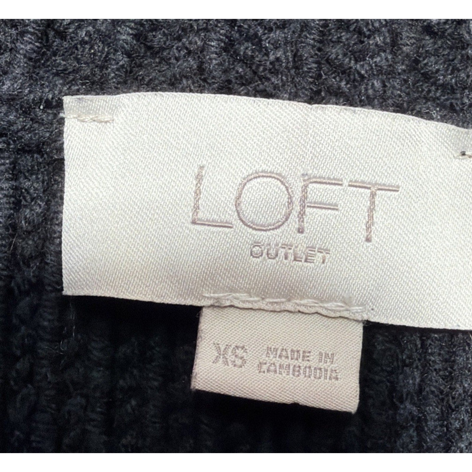 LOFT Outlet Sweater XS Black White Striped Cable Knit Crewneck Pullover