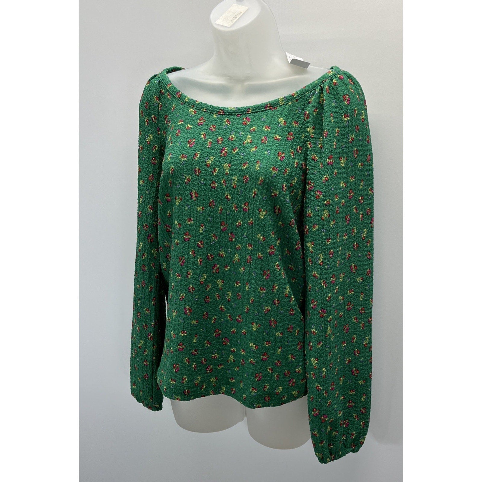 NWT Loft Floral Draped Long Sleeve Top - Green - Size XS